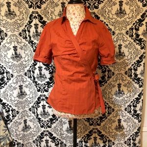 The Limited Orange Wrap Blouse